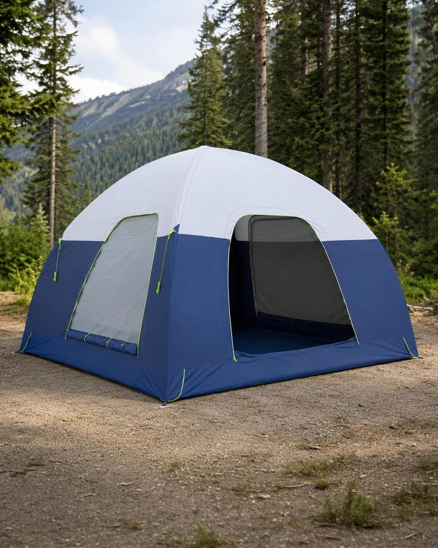 CORANI 14.1'x6.5'x9' Inflatable Tents for Camping, Portable 6/8/10 Person Blow Up Air Tent, Waterproof Windproof Easy Setup Large Family Tent with 2 Doors, 6 Windows, Mosquito Screen, 10 person 11.48x11.48×7.87ft
