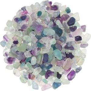 1 Lb/460g Pebbles for Indoor Plants, Bamboo, Sea Glass for Crafts, 0.2-0.35" Small Plant Pebbles for Pots Indoor Drainage, Fluorite Crystal Chips, Decorative Gravel for Aquarium, Fish Tank (Colorful 5-9mm)