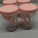 Glass Overnight Oats Containers with Lids and Spoon, 16oz Wide Mouth Mason Jars for Overnight Oats, Cereal, Yogurt, Salad Lunch Container with Measurement Marks - Pink 4 Pack