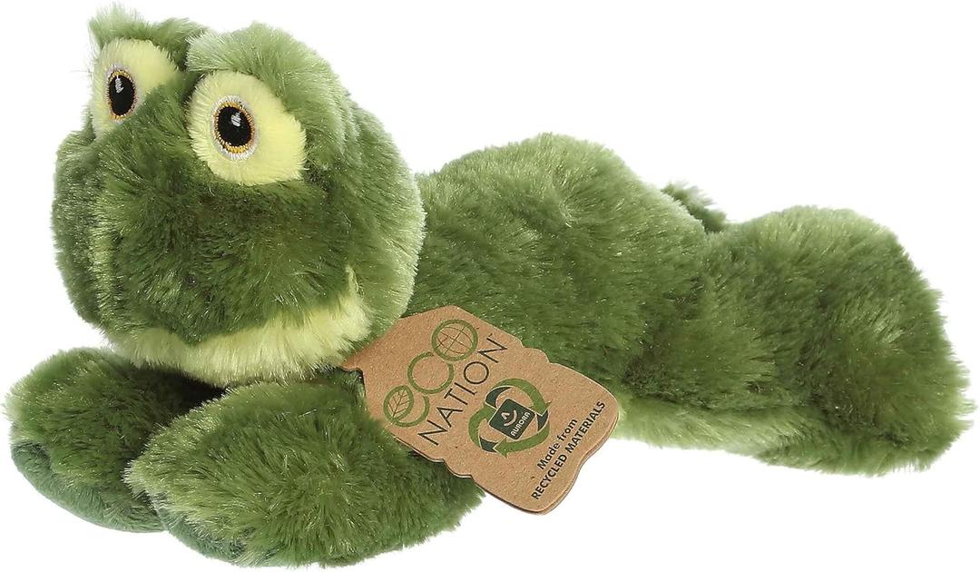 Aurora Responsibly Made Eco Nation Eco Softies American Bullfrog Stuffed Animal - Ideal for Playtime Adventures - Perfect for Birthdays or Just Because - Green 8 Inches
