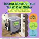 Pull Out Trash Can Under Cabinet Shelf - Under Sink Trash Can Pull Out Slider for 3040 Quart Cans Up to 125 lb - Cabinet Trash Can Pull Out Kit w/Garbage Bag Holder - (Can Not Included)