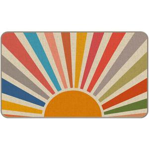 Boho Sun Sunrise Sunset Colorful Sunshine Modern Entrance Door Mat 17x30 Inch Doormats Decor, Bohemia Home Front Door Porch Outdoor Indoor Decorations