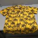Men's Printed Beach Hawaiian Button-Down Slim fit Dress Shirt (Medium, Yellow 9019)