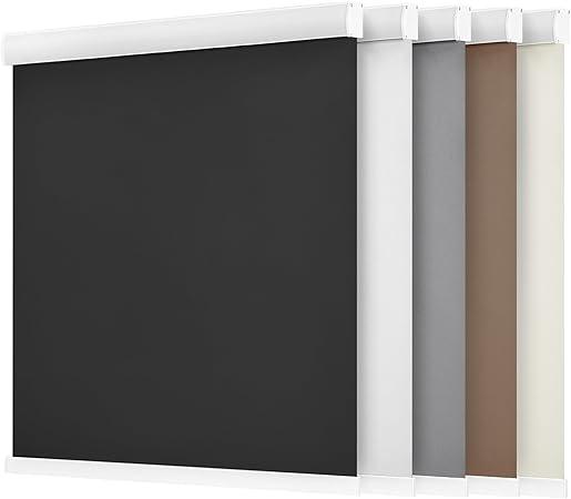LazBlinds Cordless Roller Shades, Free-Stop Blackout Roller Blinds with Cassette Valance, Thermal Insulated UV Protection Waterproof, Roll Up Blinds for Windows (44'' W x 72'' H, White)