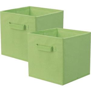 ShellKingdom Storage Bins, Foldable Fabric Storage Cubes And Cloth Storage Organizer Drawer For Closet And Toys Storage, 2 Pack (Green)