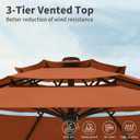 10FT Patio Umbrella 3 Tiers Outdoor Market Umbrella w/Push Button Tilt, Crank, UV and Waterproof Table Umbrella for Garden, Pool, Backyard, Deck, Lawn, Terracotta
