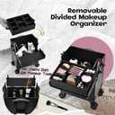Yueieoun 5 in 1 Makeup Train Case, Cosmetology Case on Wheels Travel Make up Case Rolling Nail Cart Makeup Organizer Cosmetic Storage Box Cases Extra Large Trolley Truck with 360 Swivel Wheels, Black (EXP 09/17/26)
