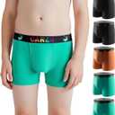 Carer Washable Incontinence Underwear for Children with Front Absorbent 100ML Cotton Reusable Boys Incontinence Underwear Breathable Kids Absorbent Leak Proof Briefs for Boy Age 4-18, 5 Pack, X-Large (2 Black/Orange/2 Green)