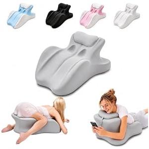 Koriva Ergonomic Memory Foam Wedge Pillow, 27° Angled Couples Pillow, Neck Support Pillow Back Support Cushion, Multi-Functional Bed Position Pillow with Removable Cover，Grey