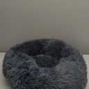Whiskers & Friends Cat Bed, Cat Beds for Indoor Cats Washable, Orthopedic Soft Fluffy Round Calming Pet Bed for Small to Large Kitty Kittens & Dogs, Small Dog Beds & Furniture (20.00" x 20.00" x 6.00", Navy-Grey)