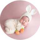 Zeroest Newborn Boy Photoshoot Outfits and Props Bear Bonnet with Footed Romper Infant Baby Photography Crochet Knitted Set (Beige)
