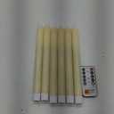 GenSwin Flameless Ivory Taper Candles Flickering with 10-Key Remote, Battery Operated Led Warm 3D Wick Light Window Candles Real Wax Pack of 6, Christmas Home Wedding Decor(0.78 X 9.64 Inch) (Ivoty)