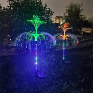 LED Solar Double-Layer Jellyfish Butterfly Lights, Seven Color Gradient Outdoor Courtyard Decoration, Wireless Dusk to Dawn Waterproof Garden Road Landscape Lights