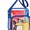 MAY TREE Clear Messenger Bag Stadium Approved Clear Bag Purse for Stadium Events Concert Sport Work (Blue)
