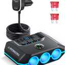 9-in-1 Cigarette Lighter Splitter, 156W Car Charger Adapter with PD 36W & QC 3.0, 3 Sockets with Independent Switches, 6 USB Ports, LED Voltage Display, UL Certified, Includes Spare Fuse