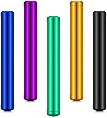 2 x Amylove 5 Pieces Cute Small Metal Aluminum Waterproof Metal Case for Purse Pocket Travel, 4.5 Inches(Purple, Green, Blue, Yellow, Black)