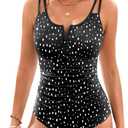 Womens One Piece Swimsuit Tummy Control - Slimming Bathing Suit V Wired Full Coverage 2025 Swimwear (Large, Polka Dot)