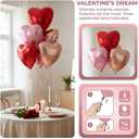 18 Inch Champagne & Pink & Red Heart Balloons, 24 Pcs Valentine's Day Foil Heart Shaped Balloons Decoration for Romantic Valentines Wedding Bridal Shower Engagement Valentine's Day Party