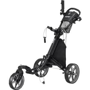 KVV 3 Wheel 360 Rotating Front Wheel Golf Push Cart Open and Close in ONE Second-Free Umbrella Holder Included (Black/Charcoal)