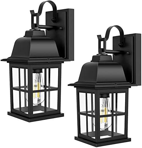 TOBUSA 2-Pack Outdoor Light Fixtures, 100% Aluminium Waterproof Exterior Wall Lantern, Anti-Rust Outside Black Wall Sconce Porch Lights for House Garage, Doorway, Bulbs Not Included