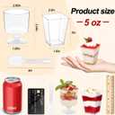 320-Pack Dessert Cups with Spoons 5 oz Mini Plastic Dessert Cups for Party Yogurt Parfait Jello Fruit Appetizer Cocktail Small Clear Reusable Square and Round Goblet-Shaped Dessert Bowls Shot Glasses