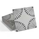 16-Sheet Peel and Stick Floor and Wall Tile, 9" x 9" Gray Stone Composite Self Adhesive Vinyl Flooring, Patterned Flower Groutable Backsplash Tile for Kitchen Bathroom Shower