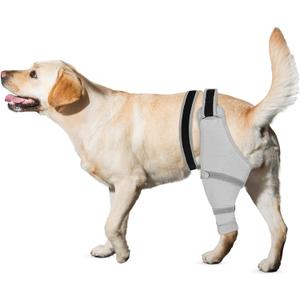 Dog Rear Leg Sleeve to Stop Licking, Hind Leg Protector for TPLO Recovery, ACL Surgery, Wounds or Skin Issues, Soft Breathable Cover for Dogs (L-Right) (Pink Grey)
