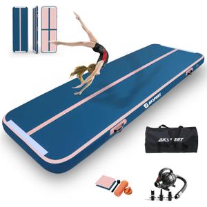 AKSPORT Gymnastics Air Mat Tumble Track Tumbling Mat Inflatable Floor Mats with Air Pump for Home Use/Tumble/Gym/Training/Cheerleading/Parkour/Beach/Park/Water (10ftx3.3ftx4inch, Indigo Pink)