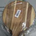 Sliner 6 Pcs Acacia Wood Round Cutting Board Bulk 0.6 Inch Thick Charcuterie Board with Handle Housewarming Gift Large Wooden Chopping Paddle for Cutting Pizza Cheese Meat Fruit (13 x 9 Inch)