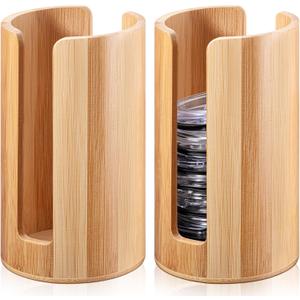 Suclain 2 Pcs Mason Jar Lid Organizer Bamboo Vertical Mason Jar Lid Storage Accessories Tumbler Lids Holder Cup Lids Organizer for Home Kitchen Countertop Cupboard(Only for Wide Mouth)