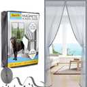 Magnetic Screen Door,Heavy Duty Mesh Curtain Fit Door Size 38 x 82 Inch,Pet and Kid Friendly Self Sealing Fly Screen Door with Stay Open Buckles,Keeps Bugs Out Let Breeze in (2pcs, White)