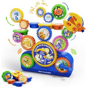 2025 STEM Gears Toys for Kids Ages for 1-3, Creative Learning Building Blocks, 13Pcs Educational Construction Toy Set, Electric & Manual Dual Mode, Versatile Gear Playset Gift for Boys & Girls