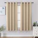 CUCRAF Light Beige Blackout Curtains 45 inch Length 2 Panels Set, Room Darkening Drapes for Living Room Bedroom, Thermal Insulated Light Blocking Grommet Window Curtain (W52 x L45 Inch)