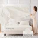 MUXHOMO 7 Pieces California King Comforter Set, Seersucker Bed in a Bag Cal King Size, All Season Luxury Bedding Set with Comforter, Flat Sheet, Fitted Sheet, Pillowcases & Shams, Ivory