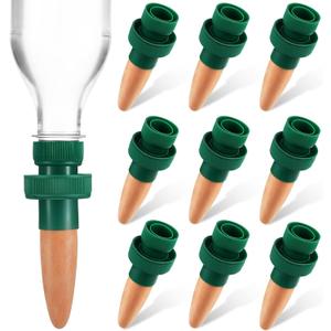 Terracotta Plant Watering Spikes Self to Use with Cola Bottles Houseplant Watering Stakes Automatic Irrigation System(Terracotta,10 Pack)