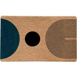 Mid Century Modern Boho Front Door Mat Outdoor Entrance Welcome Mat, Modern Green and Black Indoor Door Mats for Entryway, Boho Home Decor, 17x30 Inch Blue