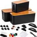 Yopay Set of 3 Cable Management Box, Cord Cable Organizer Box, Wires Keeper Storage Holder, Surge Protector, Hide and Conceal Extension Power Strips Electrical Cords for TVs, Computers, Desks