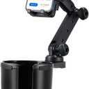 This Hill Car Cup Holder Expander Adjustable Base with Phone Mount 360 Rotation Cup Holder Cell Phone Holder for Car Compatible with iPhone All Smartphones