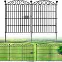 Garden Fence 12 Panel with Gate - 30in H x 23.6ft L, No Dig Rustproof Metal Tall Animal Barrier for Dogs Rabbits, Decorative Outdoor Border for Yard, Patio, and Flower Beds