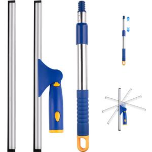 ITTAHO 14" Shower Squeegee for Glass Doors, All-Purpose Extendable Squeegee for Shower Glass with 2 Blades,Window Squeegee,Window Cleaner Tool for Shower Doors, Windows, Bathroom and Car Windshields (Blue)