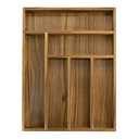 EcoFives Luxury Acacia Kitchen Drawer Organizer - Silverware Organizer - Utensil Holder and Cutlery Tray with Grooved Drawer Dividers for Flatware and Kitchen Utensils (6 Slot)