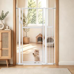 NiceTCU 56” Extra Tall Cat Gate for Doorway, 37.4-41.3" Wide Clear Gate