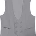 Boys Formal Suit Vest Double Breasted Solid Wedding Vest for Boys (7, Light Grey)