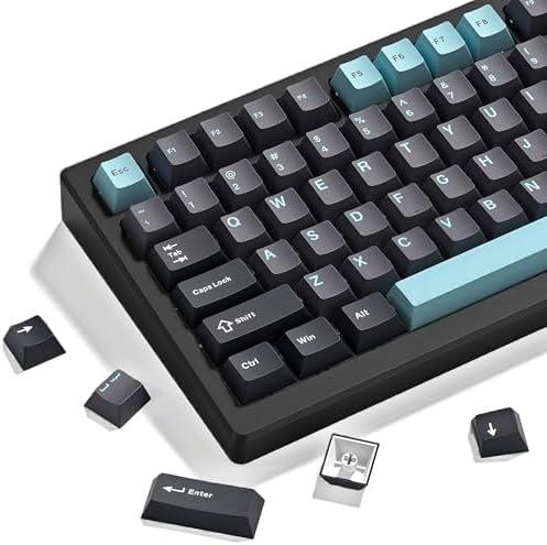 dagaladoo PBT Keycaps,Grey/Dark Blue keycaps 60% 65% 100%, Japanese Style Custom Keycap, Cherry Profile Keyboard Key caps for 60% 65% 75% 100% TKL US Layout Mechanical Keyboard（138keys
