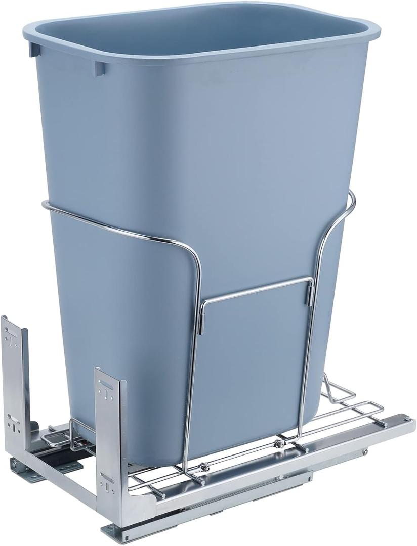 VEVOR Pull Out Trash Can, 37 Quart Recycling Bin with Silent Slide, 110 lbs Load Capacity Heavy Duty Garbage Under Mount Kitchen Waste Container for Kitchen Cabinet, Sink