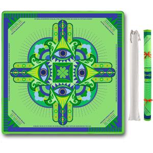 Neoprene Mahjong Mat with Rules (33" x 33"), No Creases American Mahjong Mat, Anti-Slip & Noise Reduction Mahjong Learning Mat, Mahjong Mats Gifts (Lucky Green), 33 inches by 33 inches by 2 millimeters