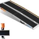 LEMNISCATE Portable Wheelchair Ramp 5FT, Non-Slip Aluminum Handicap Ramp with Handle, Folding Wheel Chair Ramps for Homes Steps, Stairs, Entry, Threshold, Doorways, Scooter, 800LBS Capacity (5FT-Usable height 5-15 inch)