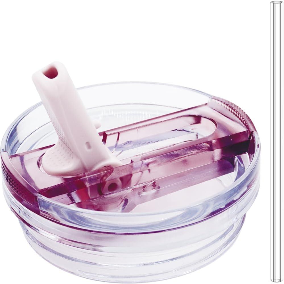 Dreamfocus 64 oz Leak Proof Flip Straw Lid Replacement for Stanley 64 oz Quencher H2.0 and ProTour Tumbler (Rose Quartz)