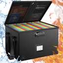 Fireproof Document Box File Organizer - Portable Locking Filing Storage Box with Handle Waterproof for Hanging Letter/Legal Folder Important Document