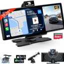 TECXERLLON 10.26'' Wireless Carplay Screen for Car with 4K Dash Cam & 1080P Backup Camera, Portable Car Audio Receivers with Carplay & Android Auto, GPS Navigation, Airplay, Mirror Link